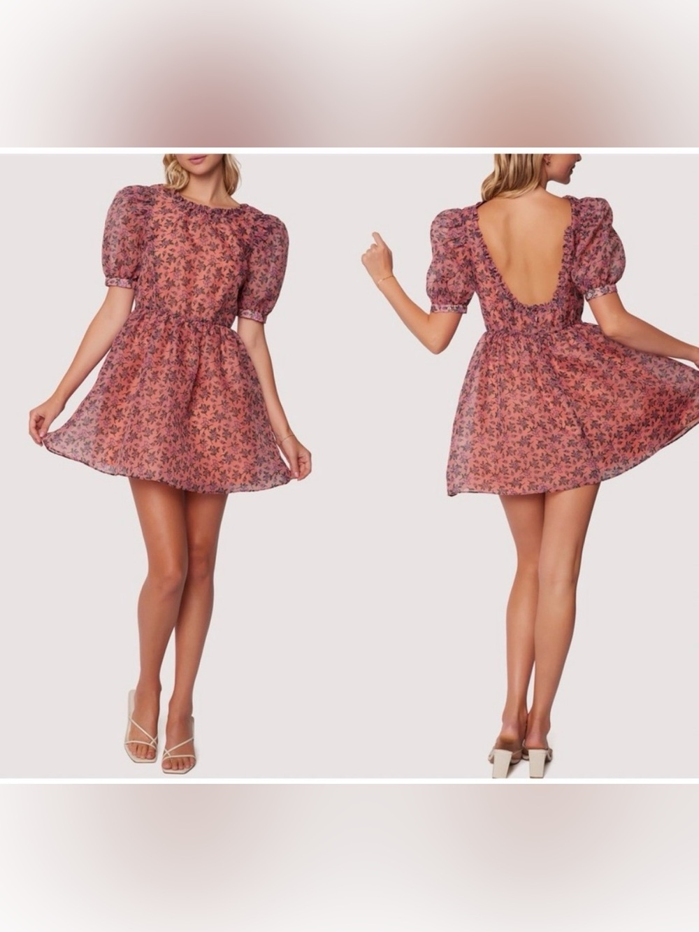 Floral Puff-Sleeve Mini Dress